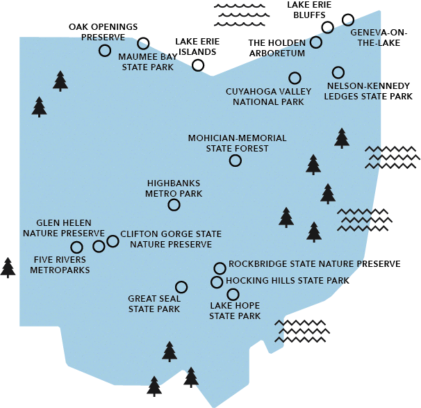 Ohio Find It Here - The Scenic Route Road Trip Map - Outdoor activities to do in Northeast Ohio